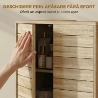 HOMCOM Mobilă de Toaletă cu Uși cu Obloane, 60x30x60 cm, Culoare Naturală(m-7)