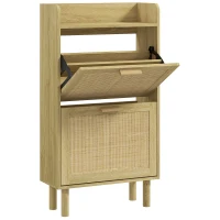 HOMCOM Dulap pentru Pantofi Slim pentru Hol, cu 2 Sertare Rabatabile, Rafturi Reglabile și Blat Superior, Stejar(m-12)