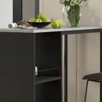 HOMCOM Breakfast Bar Table, Bar Table with 3-Tier Storage Shelf and Wine Rack, 105W x 40D x 105H cm, Black(m-8)