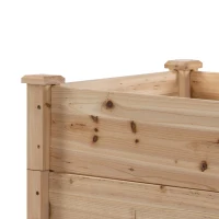 Outsunny Carré Potager de jardin en Bois massif, Jardinière Surélevé en Escalier 3 Niveaux, 120 x 120 x 56 cm, effet Bois Naturel(m-8)