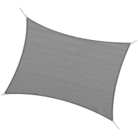 Outsunny 4 x 3m Sun Shade Sail HDPE Rectangle Canopy Outdoor Sunscreen Awning with Mounting Ropes for Garden, Patio, Party, UV Protection, Charcoal Grey(m-24)