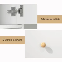 HOMCOM Coloană de Baie Economisitoare de Spațiu cu 2 Dulapuri, 3 Rafturi Deschise și Sertar, din Lemn, 20x20x178 cm, Alb(m-7)