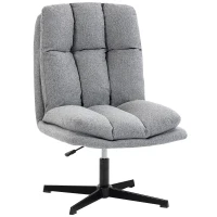 HOMCOM Sedia per Soggiorno Girevole in Tessuto Effetto Lino e Metallo, 63x75x92-102 cm, Grigio Chiaro(m-12)