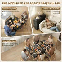 HOMCOM Masă Pliabilă din Lemn pentru 4-6 Persoane cu Roți, 75x140x74cm, Neagră(m-4)