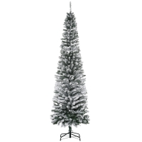 HOMCOM Künstlicher Weihnachtsbaum 225 cm Bleistift Kiefernbaum mit Schnee, 738 Spitzen für drinnen