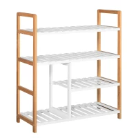 HOMCOM 4 Tier Shoe Racks Storage Stand Shelf Organizer Wood Frame 78 x 68 x 26 cm Hallway Furniture(m-1)