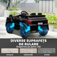HOMCOM Mașină Electrică pentru Copii 3-6 Ani cu Telecomandă, Lumini LED și Claxon, din PP și Metal, 110x68x52 cm, Neagră(m-9)