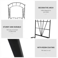 Outsunny Garden Bench, 2 Seater Outdoor Patio Bench, Metal Garden Loveseat with Arch for Vines and Climbing Plants, Black(m-5)