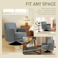 HOMCOM Upholstered Swivel Accent Chair with Thick Padding, Grey(m-6)