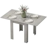 HOMCOM Table à manger extensible rectangle pour 4 à 6 personnes, table de cuisine 70-140 cm, patins en feutre, gris(m-13)