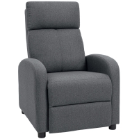 HOMCOM Fotoliu Relax Capitovat și Reclinabil la 135° cu Suport pentru Picioare din Material Textil, 69x87x100,5 cm, Gri