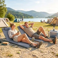 Outsunny Lot de 2 Tapis de Plage rembourré - lot de 2 Matelas de Plage - nattes de Plage - Dossier inclinable(m-9)