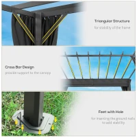 Outsunny 3.6 x 3 m Pergola with Retractable Roof Canopy, Curtains, Aluminium Garden Pergola Gazebo Sun Shade Shelter, Dark Grey(m-7)