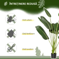 HOMCOM Bananier Artificial 160 cm cu Ghiveci și 10 Frunze Realiste, Plantă Artificială Tropicală pentru Decorațiuni Interioare și Exterioare, Verde(m-6)