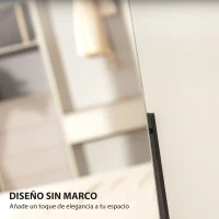 HOMCOM Espejo de Cuerpo Entero Arqueado 160x40 cm sin Marco Soporte de Metal Espejo de Pie o Apoyado en la Pared Negro(m-6)