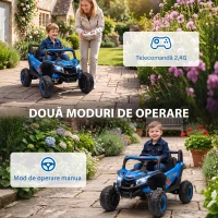 AIYAPLAY Mașină Electrică UTV pentru Copii 12V cu Centură, Telecomandă, Suspensii, USB, 3-7 km/h, 3-5 Ani, Albastru(m-4)