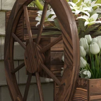Outsunny Jardinera de Madera Macetero Exterior de 3 Niveles Diseño de Escalera Orificios de Drenaje 61x62x57 cm Carbonizado(m-9)