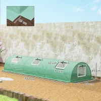 Outsunny Mini Greenhouse, Portable Tunnel Green House, Green Grow House Steel Frame with 5 Mesh Windows, 3 M, Green(m-3)