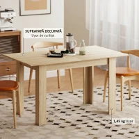 HOMCOM Masă extensibilă pentru 6-8 persoane, 140-180 x 80 cm, culoare lemn(m-7)