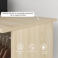 HOMCOM Dulap cu 5 Rafturi și 6 Roți, PAL, 120x40x128 cm, Lemn Natural(m-4)
