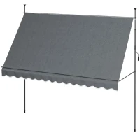 Outsunny Toldo Manual Retrátil com Manivela 350x120x210-300 cm com Altura Ajustável Impermeável para Jardim Varanda Cinza Escuro(m-12)