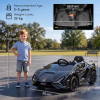 HOMCOM Lamborghini Sian Licensed Electric Car for Kids, 12V Kids Electric Ride on Car with Dual Motors, Remote Control, Black(m-3)