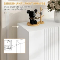 HOMCOM Dulap pentru Pantofi, 15-20 Perechi, Rafturi Reglabile și Închidere Amortizată, Alb(m-7)