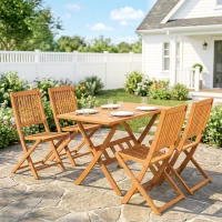 Outsunny Set da Pranzo da Giardino 5 Pezzi, Tavolo e 4 Sedie Pieghevoli(m-10)