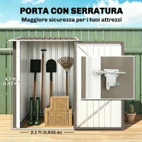 Outsunny Casetta Porta Attrezzi 0.92m² in Acciaio Zincato con Tetto Inclinato e Serratura, 100x103x160 cm, Marrone(m-4)