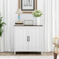 HOMCOM Credenza Cucina Moderna a 2 Ante con Ripiano Regolabile in Legno, 80x39.7x80cm, Bianco(m-10)