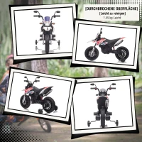 AIYAPLAY Motocicletă electrică pentru copii 12V, 37-96 luni, 2 motoare, roți ajutătoare detașabile, 30 kg, albă(m-8)