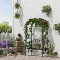 Outsunny Panchina da Giardino 2 Persone con Pergolato Metallo 115 x 59 x 203 cm Nero(m-10)