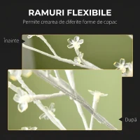 HOMCOM Pom decorativ luminos de mesteacăn cu 180 de lumini LED, înalt de 180 cm, cu 3 niveluri de luminozitate, pentru interior și exterior, alb(m-6)