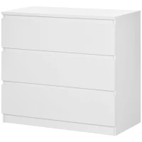 HOMCOM, Comodă cu 3 Sertare Modernă, pentru dormitor și living, PAL, 80x39x73 cm, Albă(m-12)