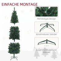 HOMCOM Brad de Crăciun artificial 182,88 cm cu 479 ramuri, Design înalt și îngust cu bază pliabilă, Verde(m-6)