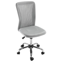 Vinsetto Silla de Escritorio Giratoria sin Brazos Silla de Malla con Altura Ajustable Carga 100 kg 43x58x90-100 cm Gris(m-11)