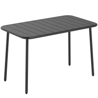 Outsunny Table de Salle à Manger Extérieure 120 x 70 cm pour 4 Personnes, Table de Jardin Rectangulaire avec Plateau à Lattes et Bords Arrondis, Gris(m-1)