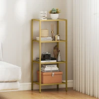 HOMCOM Raft cu 4 Niveluri Minimal din Metal și Sticlă Temperată, 40x30x96,5 cm, culoare Aurie(m-10)