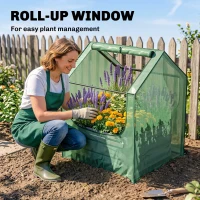 Outsunny 61 x 61cm Garden Planter Bed, with Cover - Green and Silver(m-6)