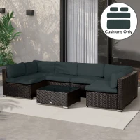 Outsunny Garden Rattan Sofa Cushion Polyester Cover Replacement Outdoor- No Cushion Included, Dark Grey(m-10)