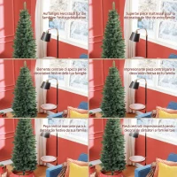 HOMCOM Brad de Crăciun artificial 182,88 cm cu 479 ramuri, Design înalt și îngust cu bază pliabilă, Verde(m-4)
