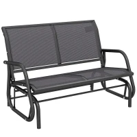 Outsunny Banc à Bascule de Jardin 2 Places Design Contemporain Grand Confort accoudoirs Assise, Dossier Ergonomique Acier textilène Gris(m-1)
