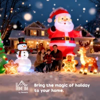 HOMCOM 6ft Inflatable Christmas Tree, LED Lighted with Santa Claus Dog for Home Indoor Outdoor Garden Lawn Decoration Party Prop(m-9)