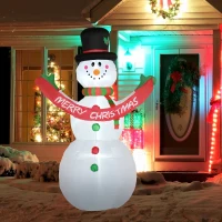 HOMCOM Pupazzo di Neve Gonfiabile Gigante Alto 243cm con Luci a LED Decorazione da Esterno o Giardino(m-10)