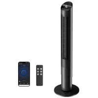 HOMCOM 116 cm Turmventilator, Standventilator mit Fernbedienung WiFi App-Steuerung, 65° Oszillation 6 Geschwindigkeiten 4 Modi(m-12)