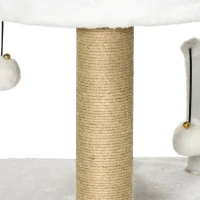 PawHut 42cm Indoor Cat Tree, with Toy Balls, Jute Scratching Post - White(m-11)