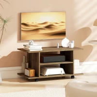 HOMCOM Modern TV Cabinet Stand Storage Shelves Table Mobile Bedroom Furniture Bookshelf Bookcase Walnut(m-10)