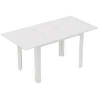 HOMCOM Ausziehbarer Esstisch, 120-160 x 70 cm, verstellbarer Küchentisch für 4-6 Personen, MDF, Hochglanzweiß(m-1)