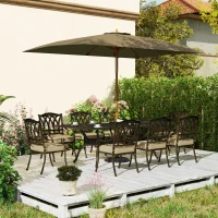 Outsunny Nine-Piece Cast Aluminium Garden Dining Set - Bronze Tone(m-11)