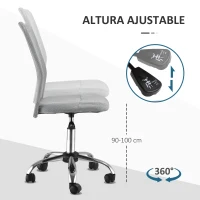 Vinsetto Silla de Escritorio Giratoria sin Brazos Silla de Malla con Altura Ajustable Carga 100 kg 43x58x90-100 cm Gris(m-5)